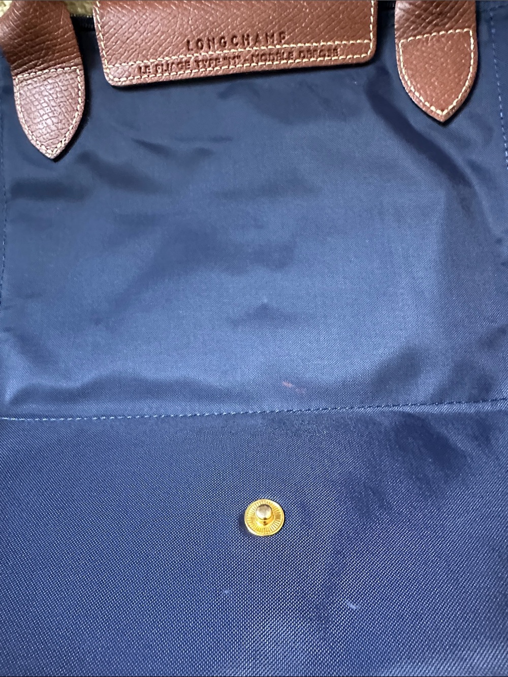 Longchamp Navy Tote Bag with Brown Leather - Picture 7 of 7